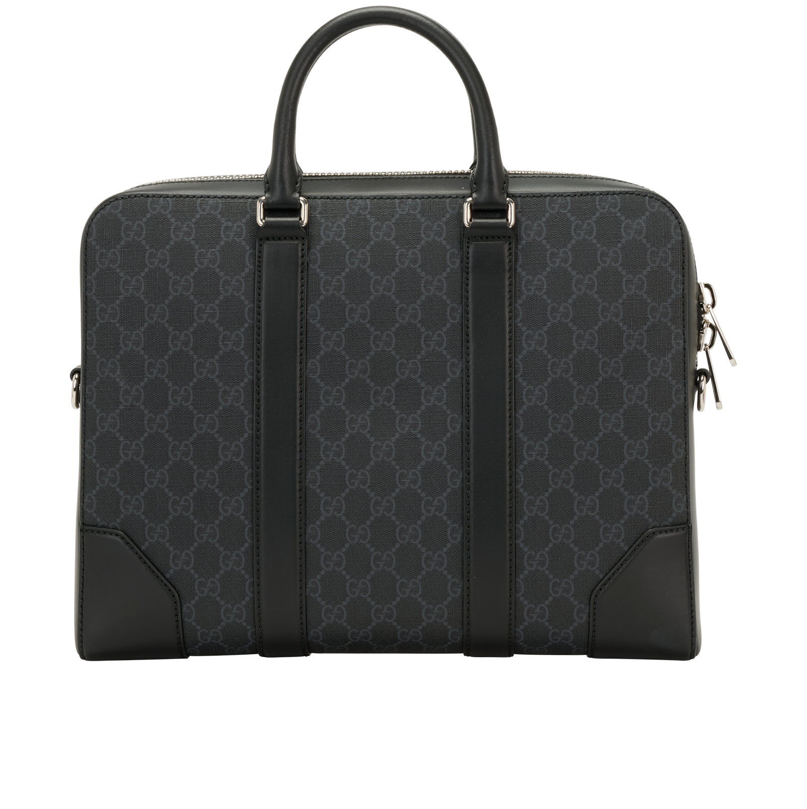 GG Supreme Briefcase, &pound;750, Handbags, Black, Canvas/Leather, Back view